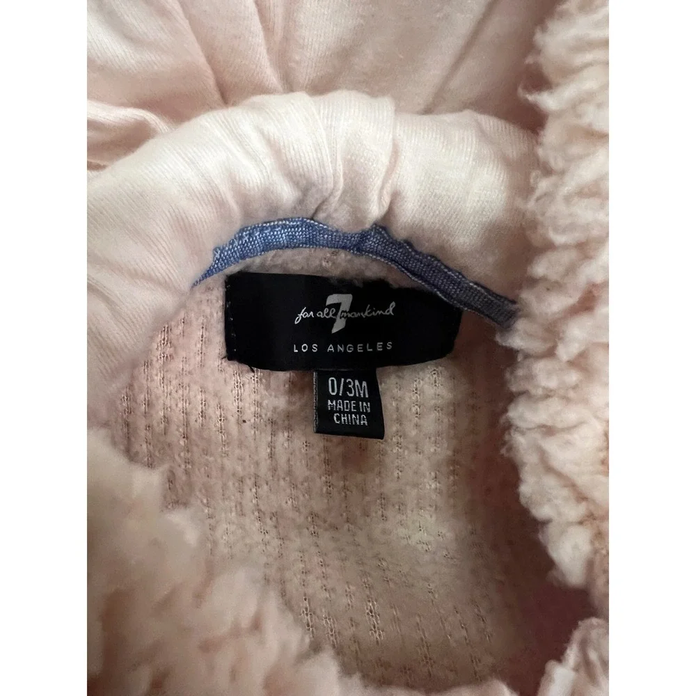 7 For All Mankind Baby Girl Pink Teddy Bear Hooded‎ Fleece Jacket 0/3M